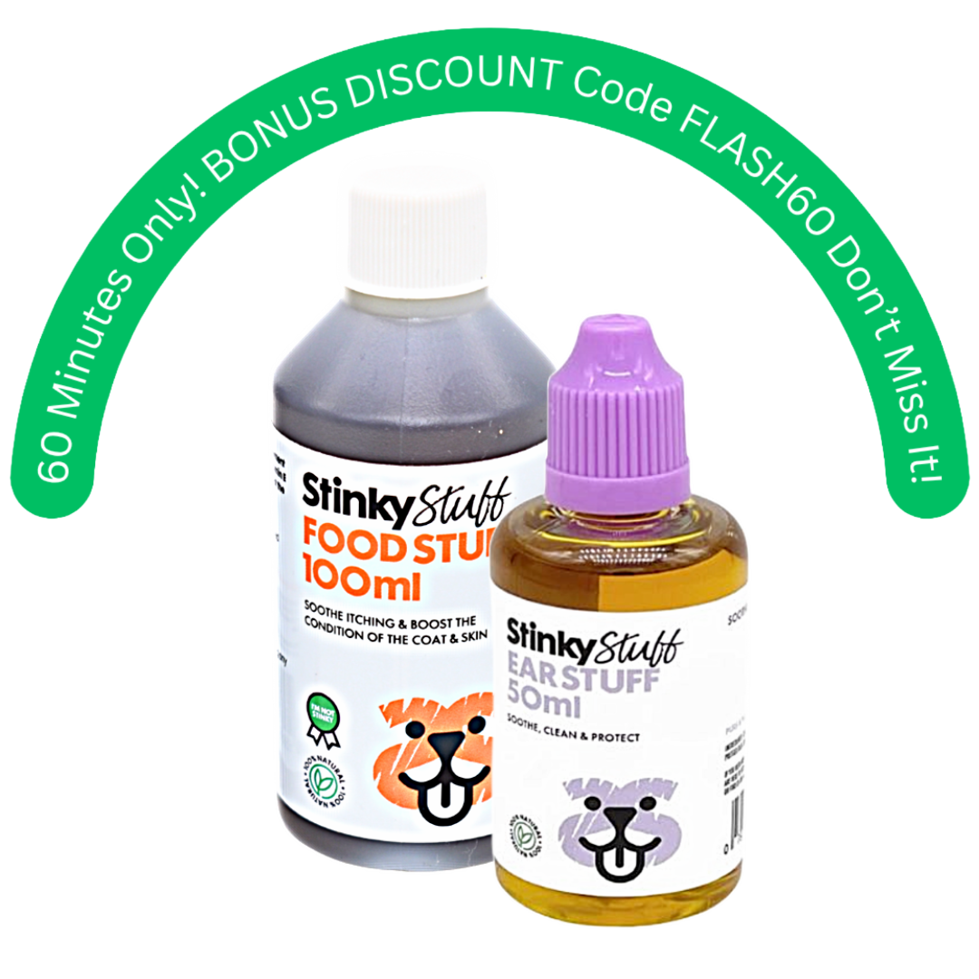 Dog Itchy Ear Relief Bundle - FREE GIFT - Food Stuff worth £19.99