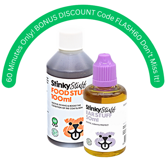 Dog Itchy Ear Relief Bundle - FREE GIFT - Food Stuff worth £19.99