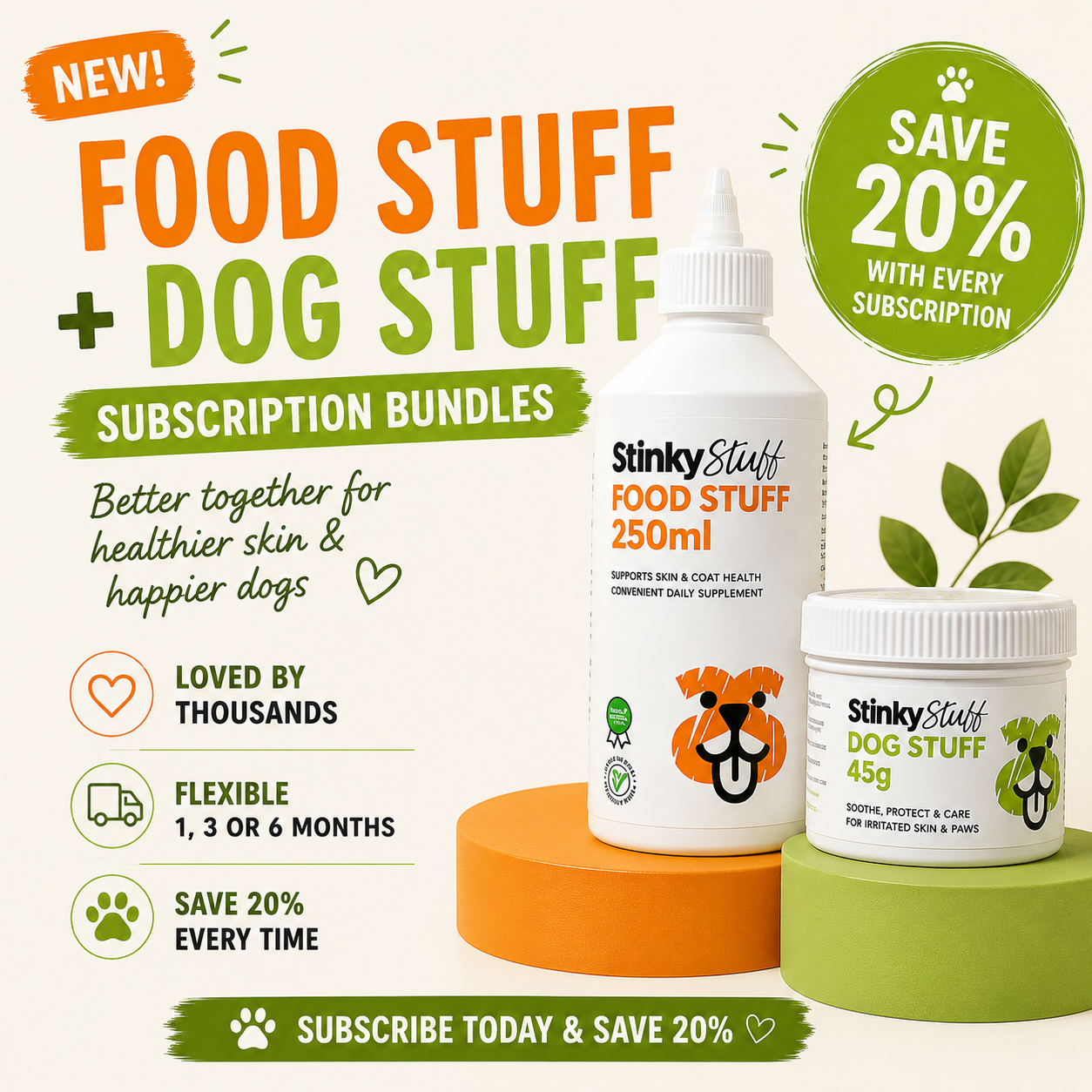 Food Stuff 250ml + FREE Dog Stuff 45g - Soothe Itchy Irritated Skin