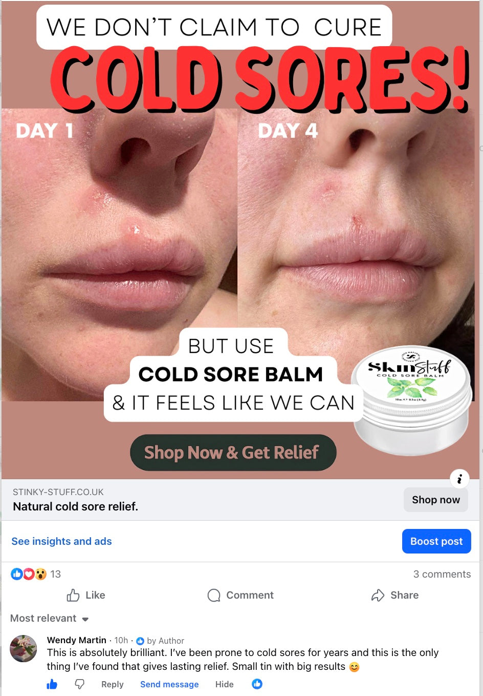Cold Sore Balm - 100% Natural Cold Sore Remedy