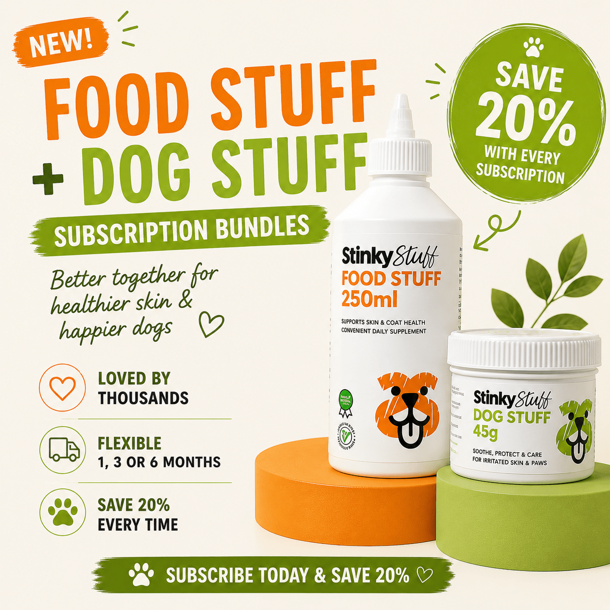 Food Stuff 250ml + FREE Dog Stuff 45g - Soothe Itchy Irritated Skin - Stinky Stuff